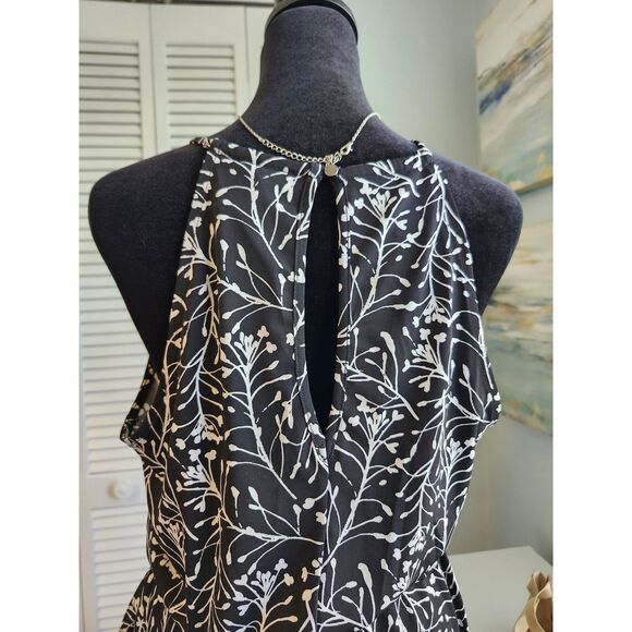 Goldray Women's Jumpsuit Stretch Black Jersey Knit White Floral Medium NWT $75 - Picture 4 of 12